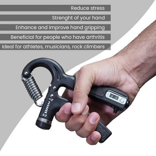 Premium Counter 10Kg To 60Kg Weight Adjustable Professional Counter Hand Gripper for Men & Women | Counter Hand Grip|Finger Exerciser|Power Gripper|Black Color|