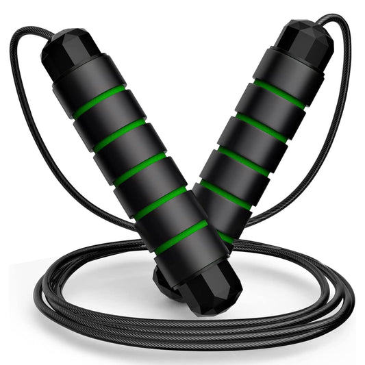Premium Sports Speed Skipping Rope, Jump Rope with Pvc Handle, Multicolor Pvc Pencil Skipping Rope for Men, Women, Boys & Girls (Black &Green)